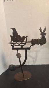 lot 1779 image: Santa Sleigh with Reindeer Silhouette Weathervane