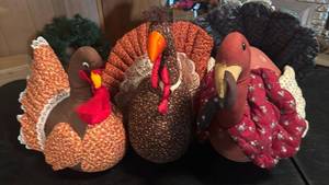 lot 1780 image: Handmade Fabric Turkey Decorations