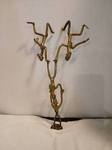 lot 1787 image: Brass Acrobat Figurine Sculpture with wall tapestry