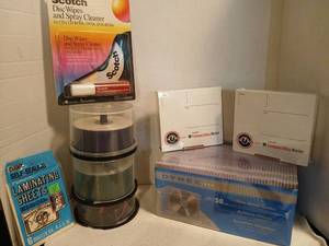 lot 1791 image: Office Supplies Lot CD Mailers, Disc Cleaner, Laminating Sheets, Envelopes