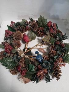 lot 1792 image: Holiday & Seasonal Decor Lot Wreath, , Miniature Trees 11 inches, peppermint candle