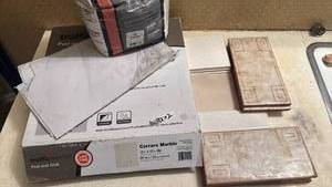 lot 1801 image: Carrara Marble 12 in x 12 in Floor Tile 30 TilesMatte finish and more
