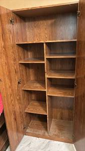 lot 1806 image: Wood Storage Cabinet with Lock Two Doors and Adjustable Shelves 71x30x17