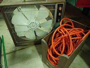 lot 2008 image: Large Vintage Box Fan, Works  With Extra Heavy Duty Extension Cord