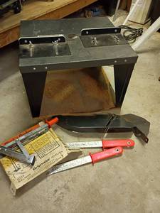 lot 2018 image: Work Table with Miscellaneous Items.   Table 12 x 17 x 15