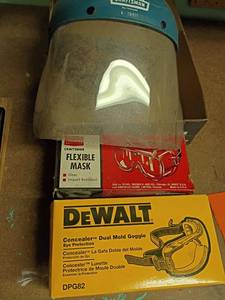 lot 2020 image: Craftsman Face Shield, Flexible Mask and DeWalt Goggles