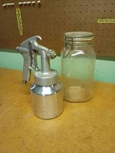 lot 2034 image: Large Storage Jar with Sears Paint Sprayer