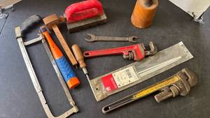 lot 2109 image: Hand Tools Lot 12-Piece Wrench Hammer Pliers Screwdriver Clamp