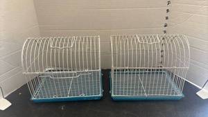lot 2220 image: 2 Small Animal Pet Cages with Turret Top and Blue Tray
