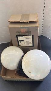 lot 2221 image: Sears 979013 Outdoor Wall Fixture Photo Control Polycarbonate 6-inch White Glass Globe