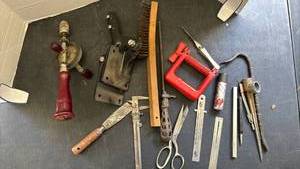 lot 2243 image: Vintage Machinists Hand Tools Lot Drill Bits Calipers Clamps Gauges