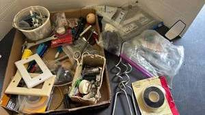 lot 2246 image: Mixed Hardware and Household Items Lot - Screws Fasteners Tools Sink Stopper Wall Plates