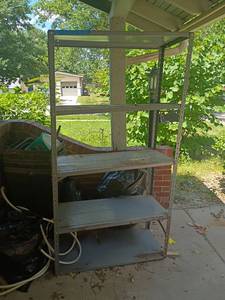 lot 3000 image: Metal Shelf.  Used in Garage.  Needs better structure.   68.5 x 36 x 18