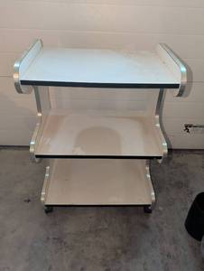 lot 1111 image: 3-Shelf Rolling Cart with Handles White 22x30h