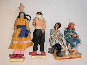 lot 1305 image: Lebanese Character Dolls Set of 4 with Wooden Bases