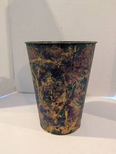 lot 1319 image: Metal Tapered Bucket with Multicolor Painted Exterior 14