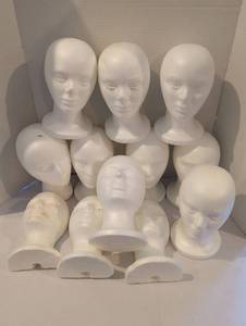 lot 1323 image: White Mannequin Head Display Forms Styrofoam