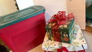 lot 1407 image: Christmas gift boxes and bin