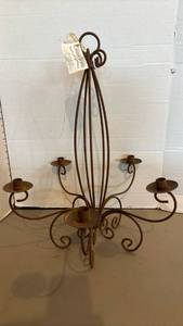 lot 1412 image: 5-Arm Candelabra with Scrollwork Design and Center Handle