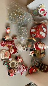 lot 1506 image: Christmas Holiday Decor Lot String Lights Ornaments Figurines Tableware