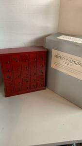 lot 1514 image: Red Advent Calendar 25 Drawer Storage Box