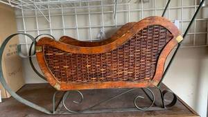 lot 1530 image: Woven Sleigh with Metal Frame and metal Hardware 22X26X12