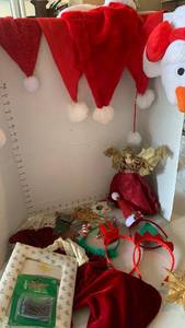 lot 1541 image: Christmas Holiday Decoration Lot Red White Gold Ornaments Garland Figurines