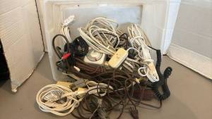 lot 1617 image: Lot of Electrical Cords Extension Cables Timers and Adapters