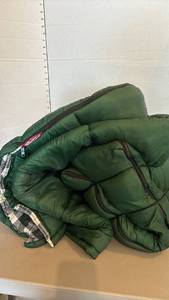 lot 1637 image: Coleman Sleeping Bag Green with Brown Zippers