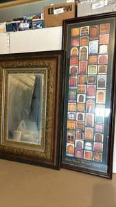 lot 1644 image: Napa Valley Winery Doors Framed Print Poster and a mirror with ornate frame