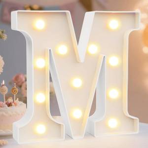 lot 170 image: Pooqla LED Marquee Letter Lights Sign, Light Up Alphabet Letter for Home Party Wedding Decoration M - Retail $7