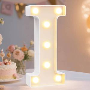 lot 183 image: Pooqla LED Marquee Letter Lights Sign, Light Up Alphabet Letter for Home Party Wedding Decoration I - Retail $9
