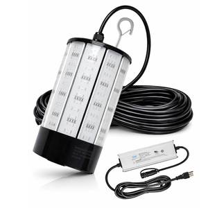 lot 184 image: NS Green Underwater Fishing Light 120W 15,000LM, 110V AC & 12V DC Dual Power, LED Submersible Night Dock & Boat Light, Waterproof Saltwater Night Fish Kit for Crappie, Lake & Kayak - Retail $160