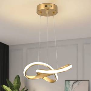 lot 194 image: Mccokaige Modern LED Chandelier Contemporary Pendant Lighting Ring Light Fixture Gold with 4500K and 59in Height Adjustable Hanging Lamp for Kitchen Island Hallway Foyer Closet Corridor - Retail $55
