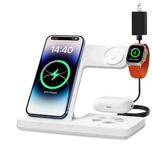 lot 215 image: 3 in 1 Charging Station for Multi Devices, Wireless Charger for iPhone 8-16 Series & Apple Watch, Wireless Charging Station for AirPods Pro432 - Retail $20