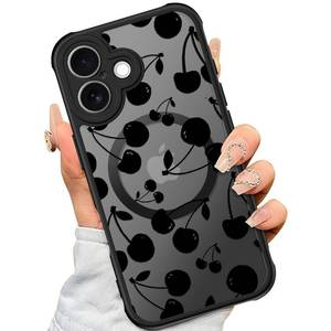 lot 219 image: SEXYMOM Magnetic for iPhone 16 Plus Case - Wireless Charging Compatible,Military Drop Tested Cover,Cute Floral Design for Women and Girls,Slim Fit Translucent Matte Phone Case - Cherry - Retail $20