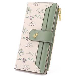 lot 220 image: GAEKEAO Womens Wallet Slim Thin RFID Blocking Floral Vegan Leather Card Holder Bifold Long Ladies Wallet with Zipper Pocket - Retail $18