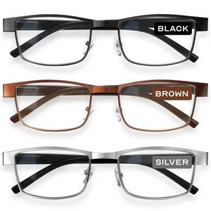 lot 231 image: BLS Businessman Rectangular Reading Glasses - Professional Durable Readers - Blue-Light Blocking Lenses - Retail $16