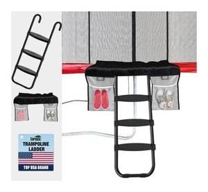 lot 233 image: Eurmax USA Universal Trampoline Ladder,240 lbs Capacity,3 Skid-Proof Safety Wide Steps,UV-Resistant Steel Stairs for KidsChildren,Universal Hook Fit,Trampoline Stairs Accessories for ChildrenKids - Retail $35