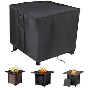 lot 236 image: Saking Fire Pit Cover,30 inch Firepit Covers Square Gas Fireplace Fire Pit Table Cover for Propane Fire Pit- 30 X 30 X 25 inch - Retail $19