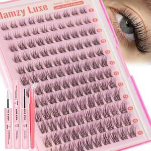 lot 239 image: Missing Pieces See Photos Natural Lash Clusters Kit Short Wispy Eyelash Clusters 8-14MM Clear Band Cluster Lashes Extensions Kit 120Pcs CC-Curly Daily Exquisite Eyelashes Clusters with Bond and Seal and Tweezers - Retail $9