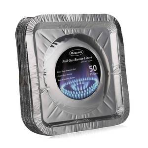 lot 248 image: MOACOCK 30 Pack Aluminum Foil Square Stove Burner Covers Disposable Heavy Thick Quality Bib Liners Drip Pans Gas Range Top Protectors 8.5 - Retail $9