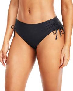 lot 252 image: Daci Black Women Mid Waist Bikini Bottoms - Full Coverage Swim Bathing Suit Bottom Side Tied Swimsuit Bottoms M - Retail $15