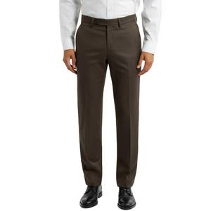 lot 259 image: Mens Classic Fit Flat Front Hidden Expandable Waist Dress Pants No Iron Suit Pants(Brown,34W32L) - Retail $28