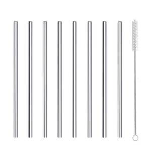 lot 289 image: Cocktail Straws Short Stainless Steel Straw 6 Inch, Reusable Metal Small Mini Bar Drinking Straws Set with Cleaner Brush for Cocktails Rock Gin Glass Coffee Mason Jar Tumblers Juice Box, Silver 8 Pcs - Retail $5