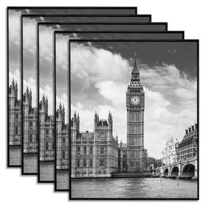 lot 297 image: GOmaize Front Loading Black Picture Frame 8x10 Set of 5 Wall and Table Mounting - Retail $18