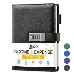 lot 300 image: WEMATE Accounting Ledger Book with Lock, Accounting Log, Tracking Income & Expenses Deposits, Expense Tracker Notebook for Small Business Bookkeeping & Personal Use A5 Black 8.5x5.3 - Retail $10