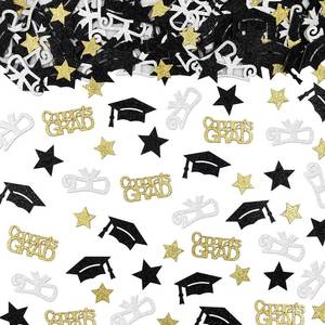 lot 314 image: Gybeizhu 200PCS Glitter Graduation Confetti Class of 2026, Black and Gold Graduation Decorations, Grad Cap Star Congrats Grad Diploma Table Scatter for Grad Party Decorations 2026. - Retail $7