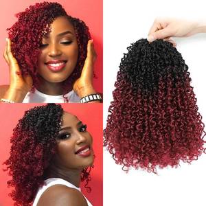 lot 341 image: Aksice Burgundy Yanky Twist Crochet Hair 8 Inch 8 Packs Bohemian Passion Mini Twist Crochet Hair Pre-looped Crochet Braids Plus Yanky Twist Hair Extensions for Women (1BBUG#) - Retail $30