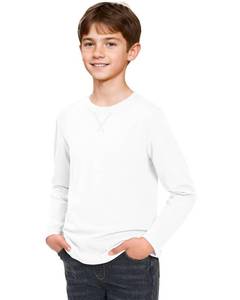 lot 343 image: ZUEMET Boys Long Sleeve Shirts Cotton Crewneck T-Shirts for Boy Kids Basic Tee Sweatshirt White 13-14 Years - Retail $9